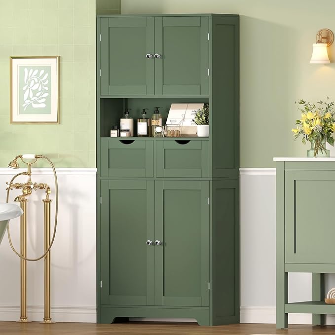 Iwell 58" H Tall Bathroom Storage Cabinet