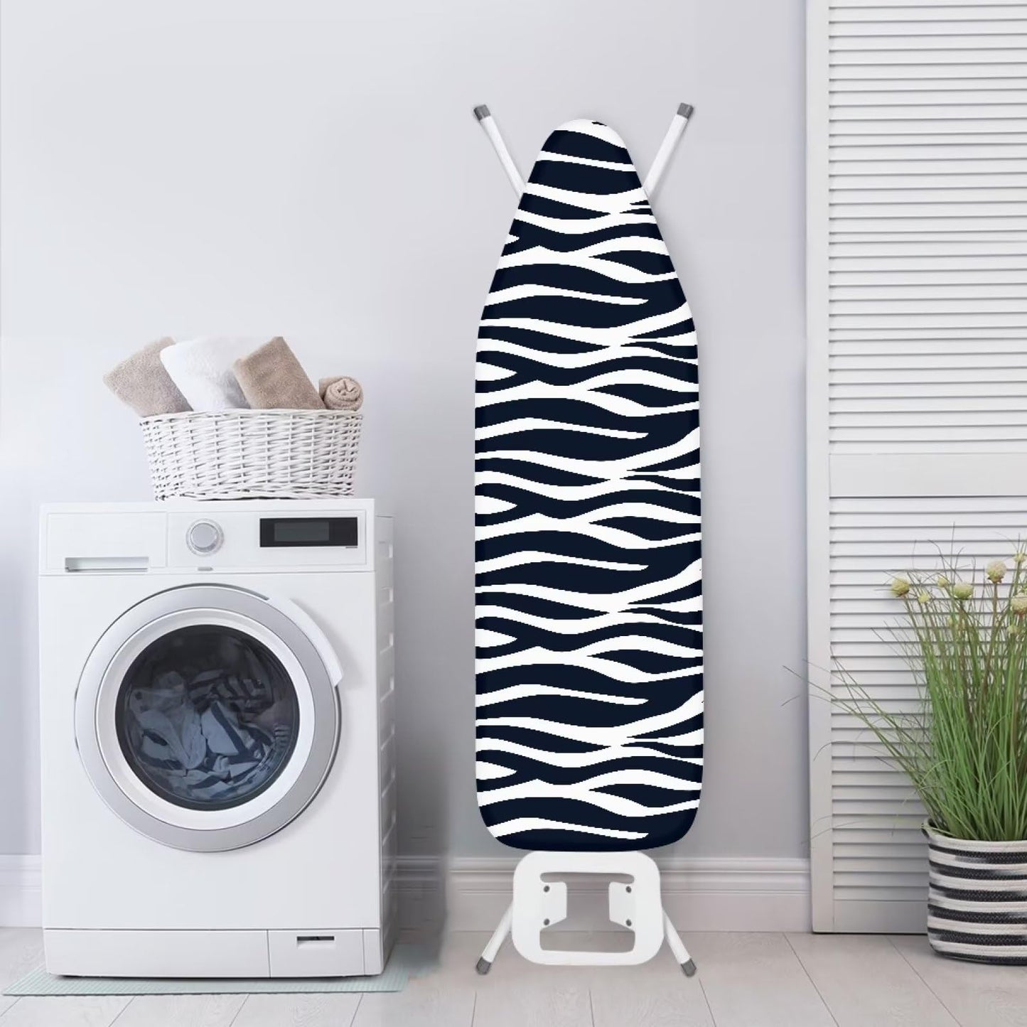 Suhoaziia Zebra Print Ironing Board Cover and Pad Extra Thick Padding 15x54 Inch Fits Standard Boards, Pads Resist Scorching and Staining, Elastic Edge Covers Fasteners