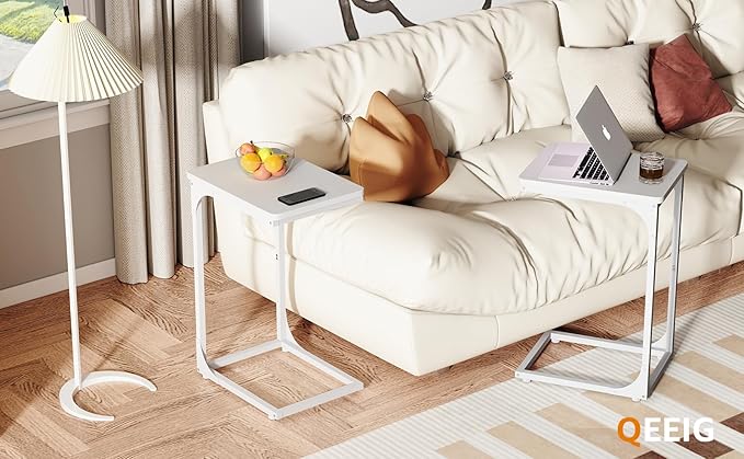QEEIG C Table Side Table Set of 2 Living Room Sets C Shaped Couch Tray End