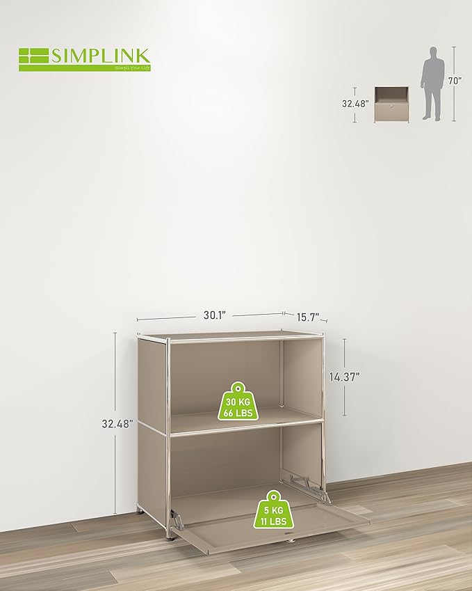 32.5-Inch Flip-Top Side Table & Buffet Cabinet
