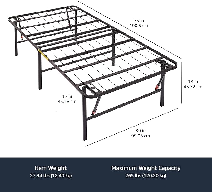 Amazon Basics Foldable Metal Platform Bed Frame, Noise-Free Mattress Foundation