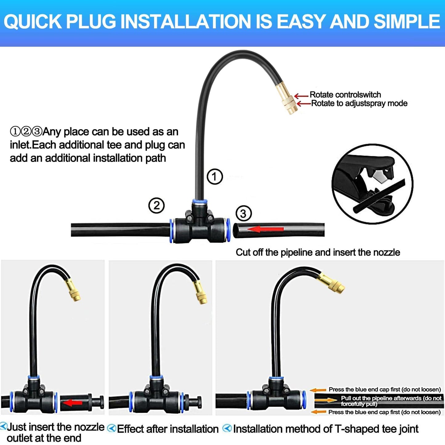 Drip Irrigation Kit Automatic Watering System for Potted Plants, 360 Degree Adjustable Copper Micro Sprinklers, Quick Connect Tubing Fittings for Garden, Lawn, Patio, Balcony (82 FT)