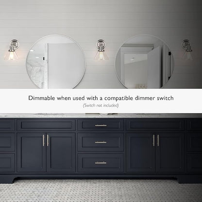 Design House Augustin Wall Sconce, 1-Light, Seeded Glass Warm Glow, Dimmable, Up/Down Glow, Easy Installation, E26 Socket, Satin Nickel, 7.9 in L x 8.5 in D x 11.1 in H, 589028-SN