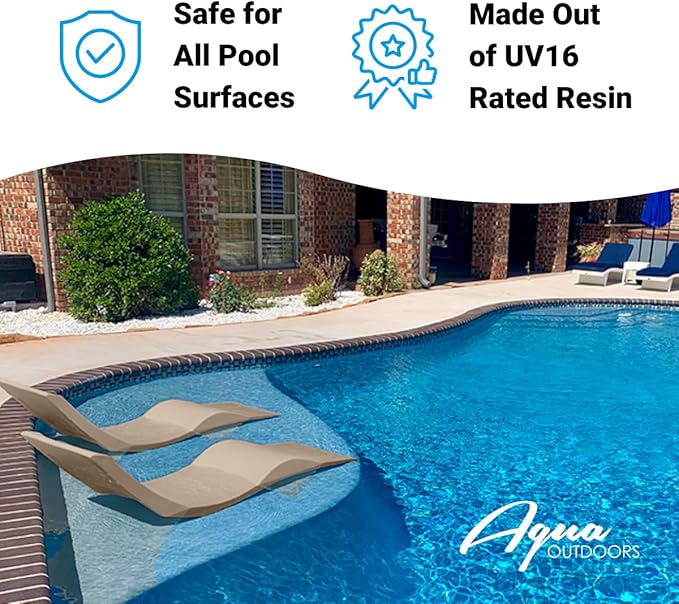Aqua Outdoors - in-Pool Chaise Lounger - Inside Pool & Sun Shelf Lounge Chair -