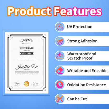 Uinkit Self-Adhesive Laminating Sheets, 4Mil 10 PCS 8.7 x 12.2 Inches Clear Self Sealing Laminating Sheets, Suitable for 8.5x11 inches Letter Size, No Machine Needed