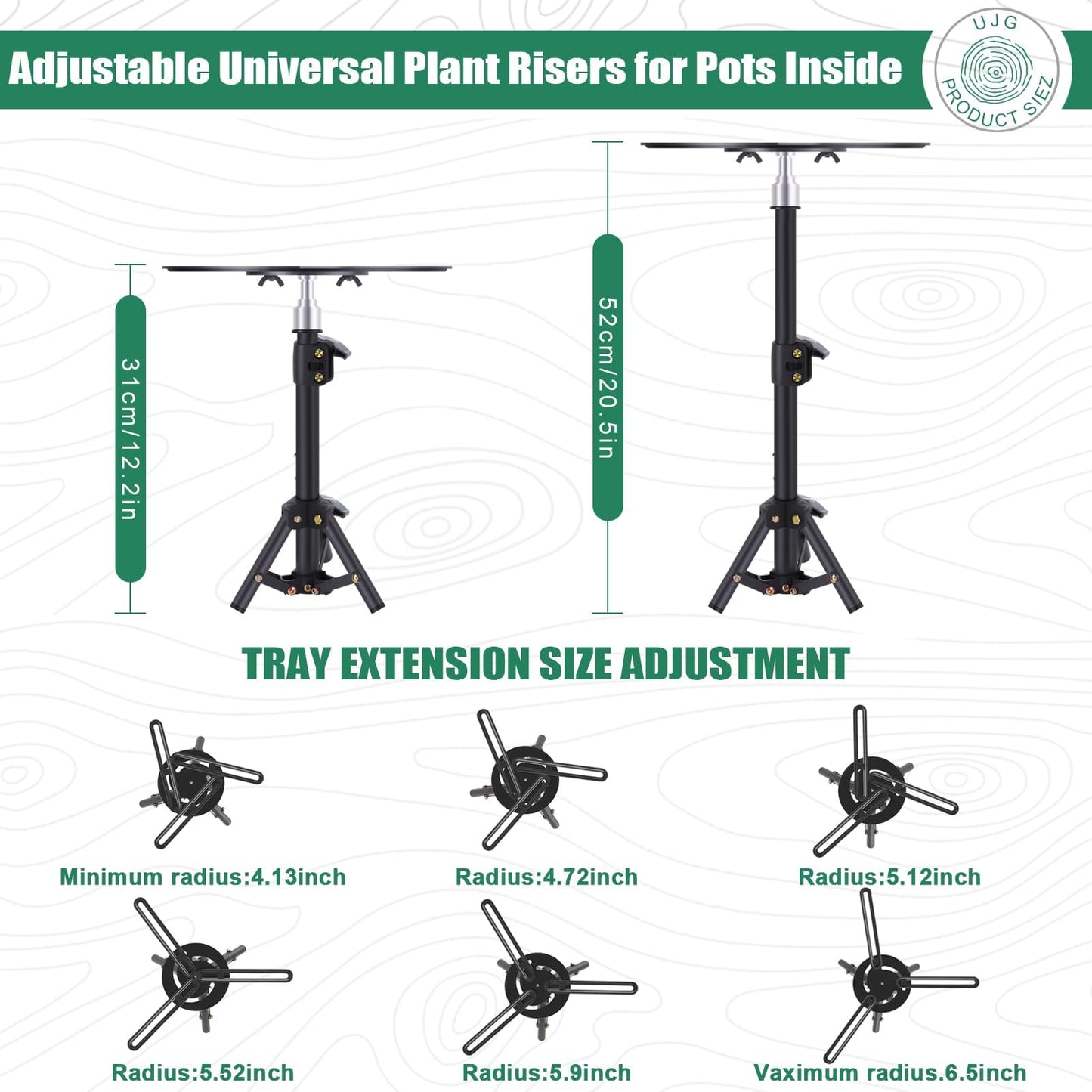 2PCS Adjustable Universal Plant Risers for Pots Inside, Pot Fillers for Planters, Planter Inserts for Large Pots,Planter Lift Insert for Tall Square Round Taper Planter with 14-22" Rise & 7.8-12.6"Top