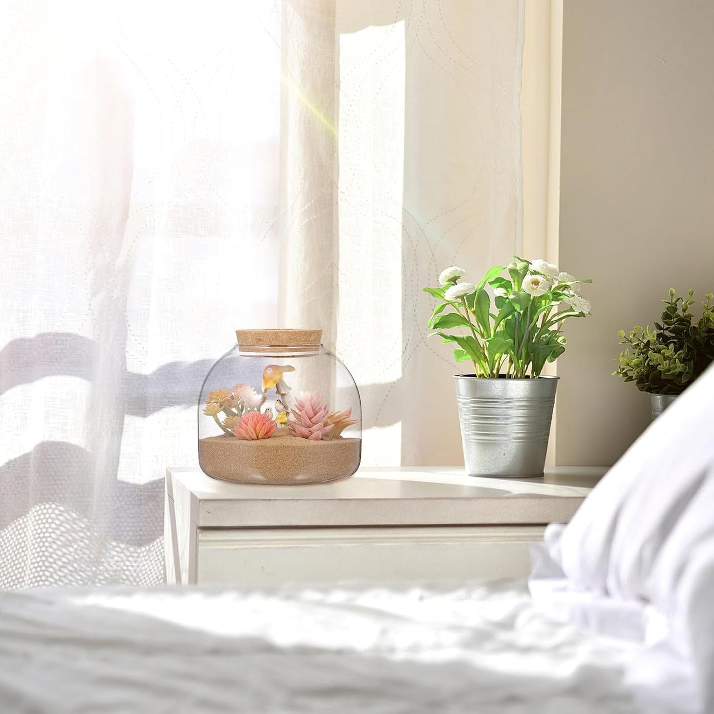 Cork Bottle Fish Bowl Vase Terrarium Bowl Jars with Lids Hydroponic Plants Container Small Fish Tank Cookie Jar