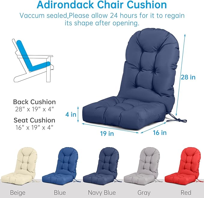 Adirondack Chair Cushion Tufted Waterproof Outdoor Rocking Chair Cushions