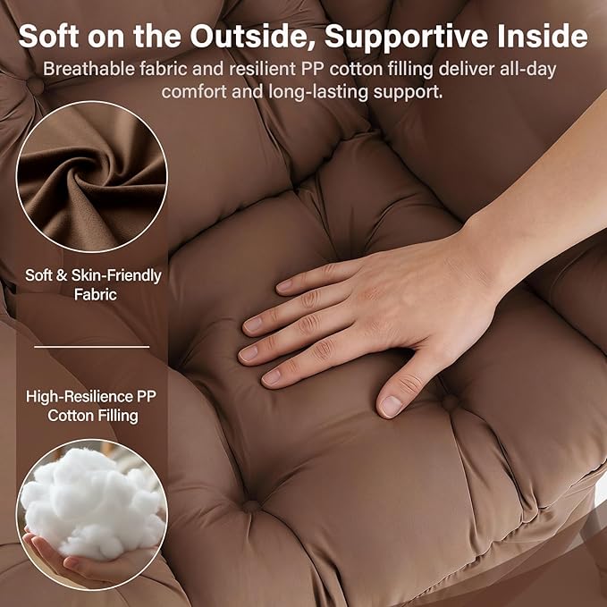 MBOOYOME Lazy Chair with Folding Ottoman, Modern Accent Armchair with Armrests