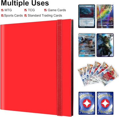 GEAoffice Card Binder, 12 Pockets Trading Card Album Holder, 624 Side Loading Pocket Card Collecting Book Folder for Yugioh, MTG,TCG, Sports & Games Cards, Red