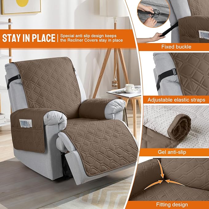VANSOFY 100% Waterproof Recliner Chair Covers, Recliner Cover Non-Slip Dog