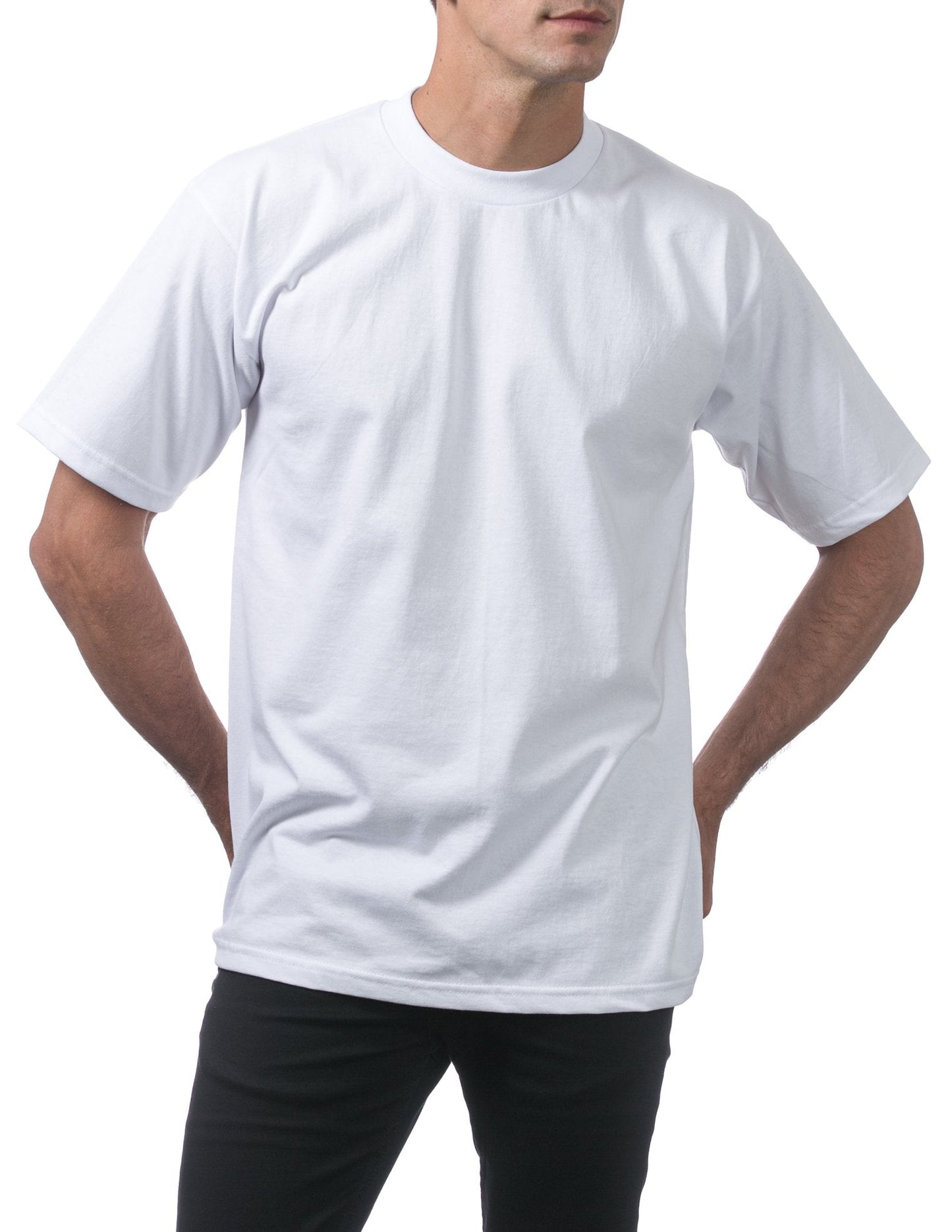 Pro Club Men's 3-Pack Heavyweight Cotton Short Sleeve Crew Neck T-Shirt, White, X-Large