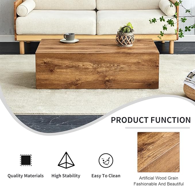 Coffee Table Living Room Table, Faux Marble Coffee Tables, Modern Wood Coffee