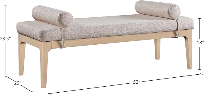 Meridian Furniture 22072Beige Priscilla Collection Art Deco Bench