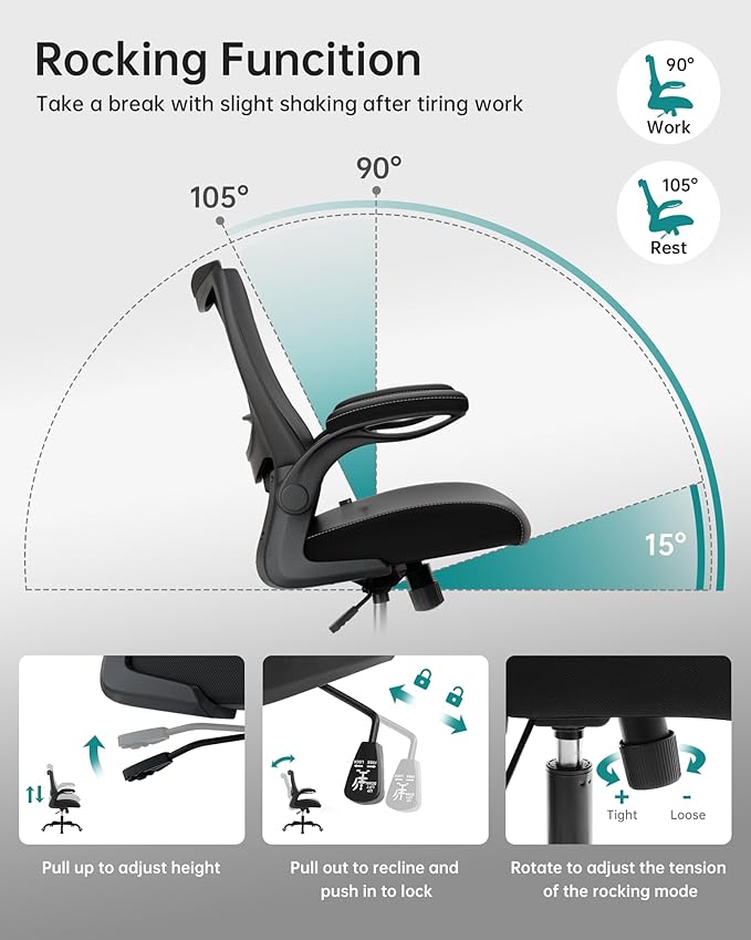 MUXX.STIL Office Chair, PU Leather Ergonomic Desk Chair