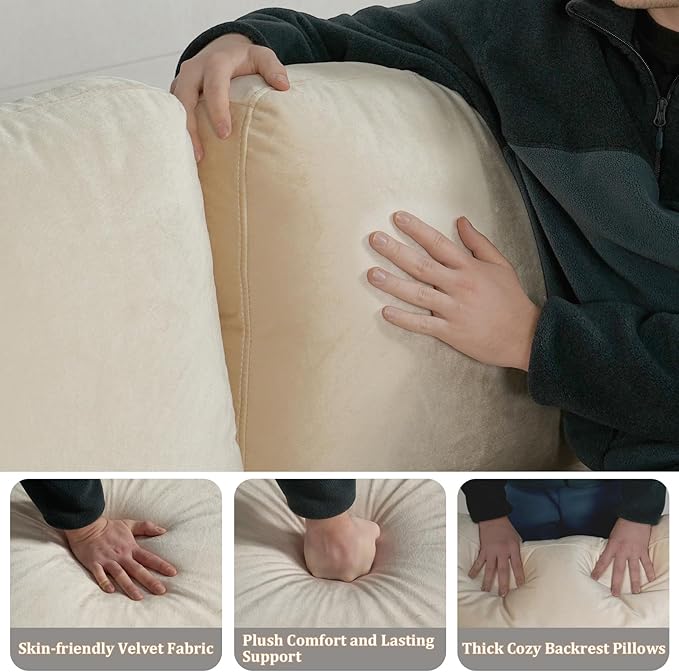 EASE MOOSE 88.5" Large Seat Velvet Loveseat Sofa, Soft Deep Seat Couches