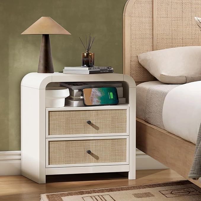 Oak&Sparrow Rattan Nightstand, 23.6'' Rattan End Table
