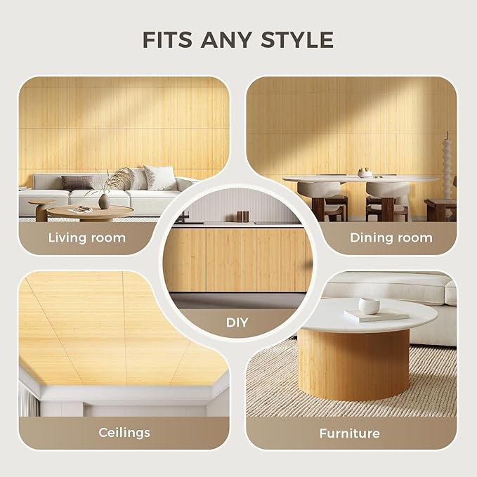 OUZUGIE 2 Pack 96x24 Inch Natural Bamboo Wall Panel – Carbonized Pole Wrap
