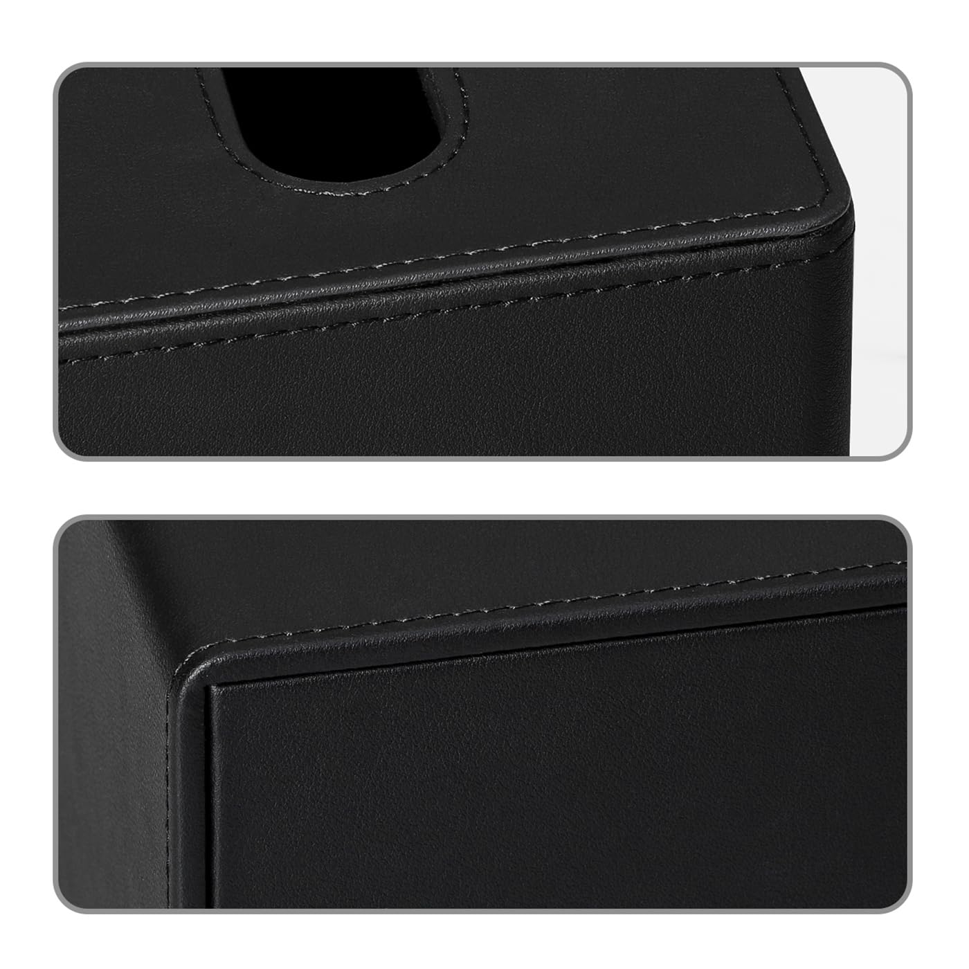 MEIBOOCH PU Leather Tissue Box Cover Square Tissue Box Holder with Magnetic Closure (Black)