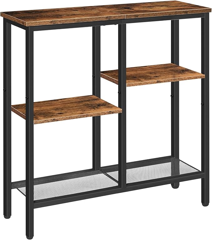 HOOBRO Narrow Console Table, Sofa Table, 4-Tier Industrial Entryway Table