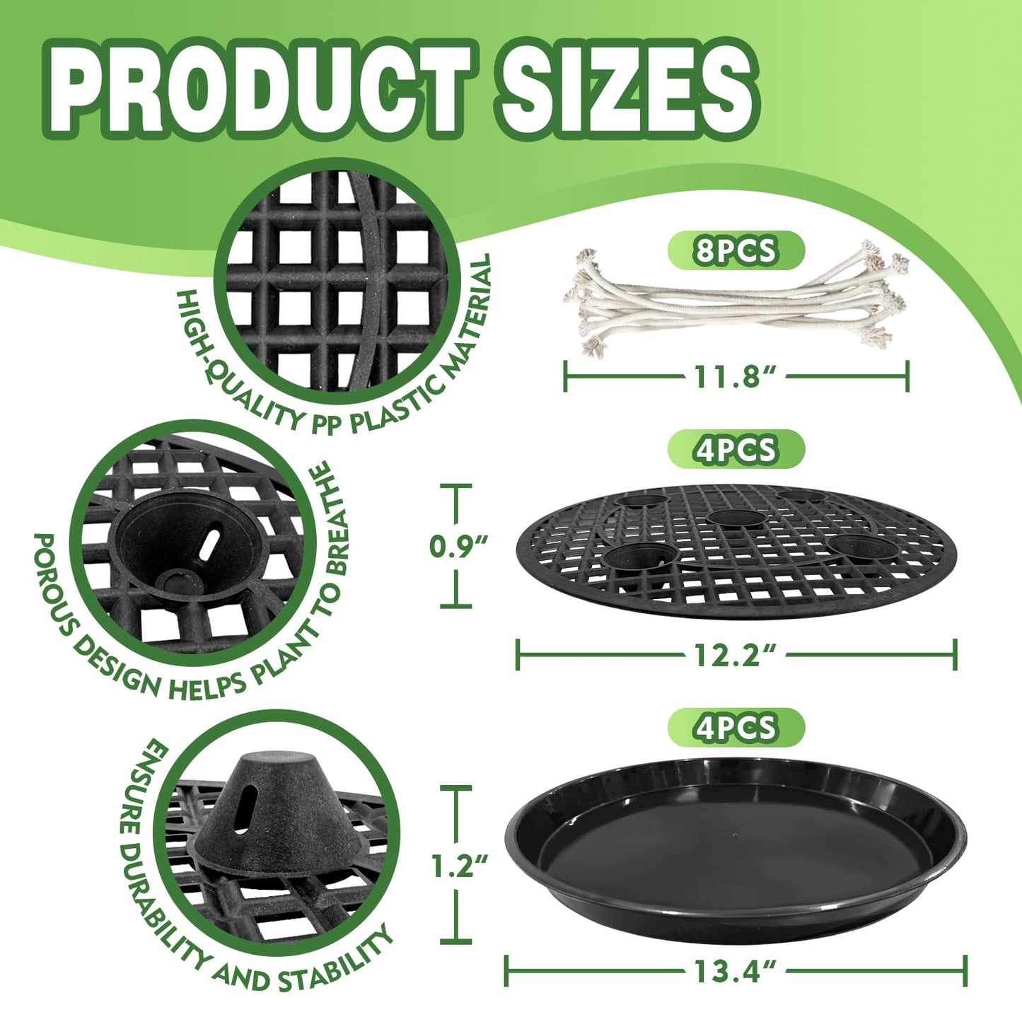 Pesilo 4 Pcs 14'' Self-Watering Pot Base, Auto-Irrigation System Plant Saucer Stand for 5 Gallon Fabric Pot, Auto Watering Plant Water Tray Self Watering System for Indoor Greenhouse Grow Tent Garden