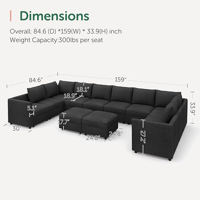 HONBAY Modular Sectional Sofa Sleeper Couch
