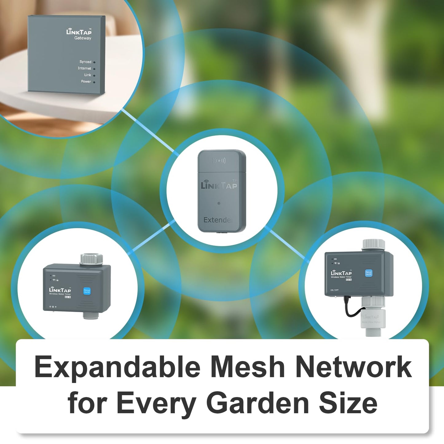 LinkTap G1S Wireless Water Timer & Gateway - Smart Sprinkler Timer with App, Remote Irrigation for Garden, Weather Aware, Greater Range Than WiFi, Anti-Freeze Protection, 2 Year Battery Life, IP66