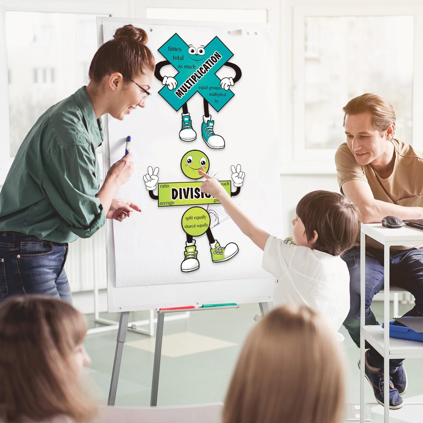 Pasimy 10 Pcs Math Posters Math Symbol Posters Educational Learning Poster Math Signs with 80 Adhesive Glue Points Classroom Supplies for Teachers (Pasimy-Bulletin-45)