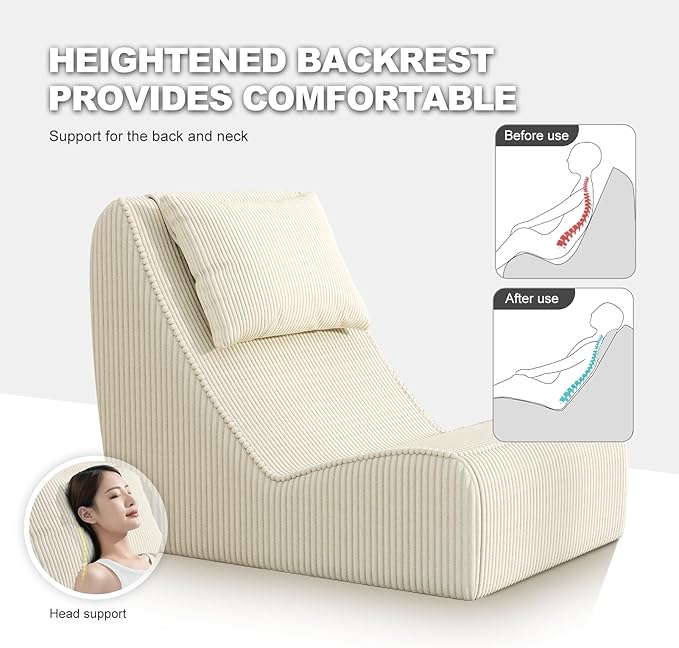 Giant Bean Bag Chair for Adults, Corduroy Chaise Lounge