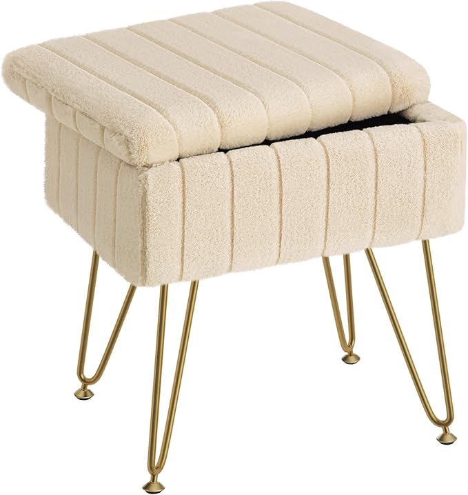 Greenstell Vanity Stool Chair Faux Fur