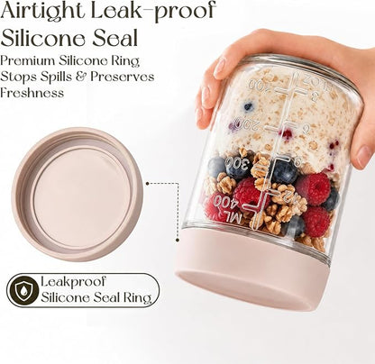 KEMORELA 4-Pack 16oz Overnight Oats Containers with Lids, Wide Mouth Glass Mason Jars with Airtight Lids, Reusable Glass Food Storage Containers for Yogurt, Chia Pudding, Salad, and Pickles