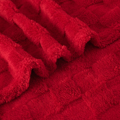 Linecooo Red Fleece Throw Blanket 50”×60”Checkered Design for Couch Sofa