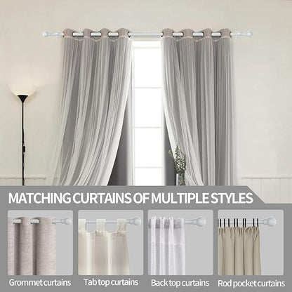 Thestoa Curtain Rods for Windows 30-46 Inch, 5/8" White Curtain Rods, Stainless Steel Small Curtain Rod for Bedroom, Living Room,Kitchen,Farmhouse, Outdoor Curtain rod White