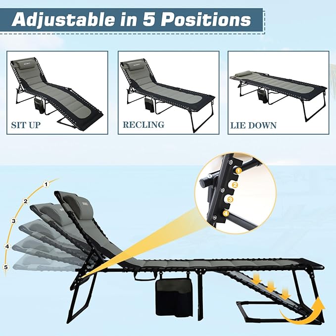 Oversized Padded Outdoor Folding Lounge Chair