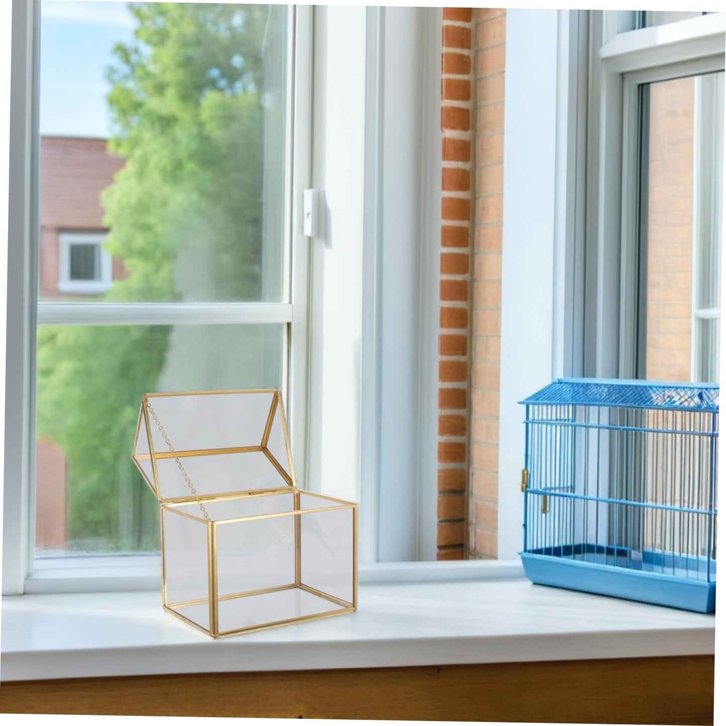 Handmade Glass Planter Terrarium Unique House Shaped Indoor Tabletop Greenhouse for Air Plant Display Geometric Succulent Decor Box for Home and Office Centerpiece