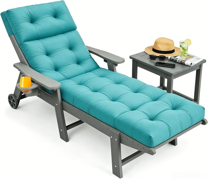 Outdoor Chaise Lounge Cushion, Waterproof 74.4x22x4.7 Inch Thick Cotton Filled
