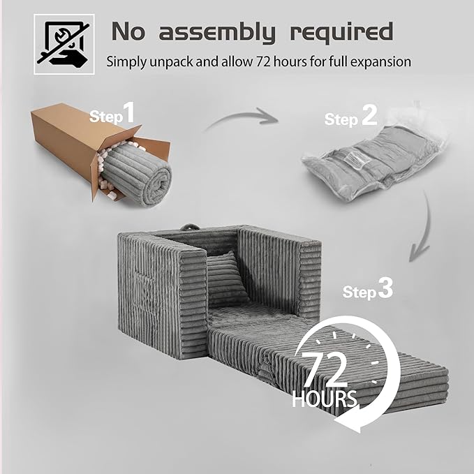 Welnow Folding Sofa Bed with Pillow, Convertible 2-in-1 Sleeper Chair
