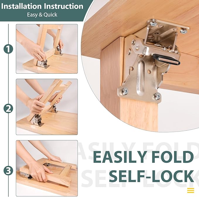 4 Pack Folding Brackets, Self-Lock Hinge