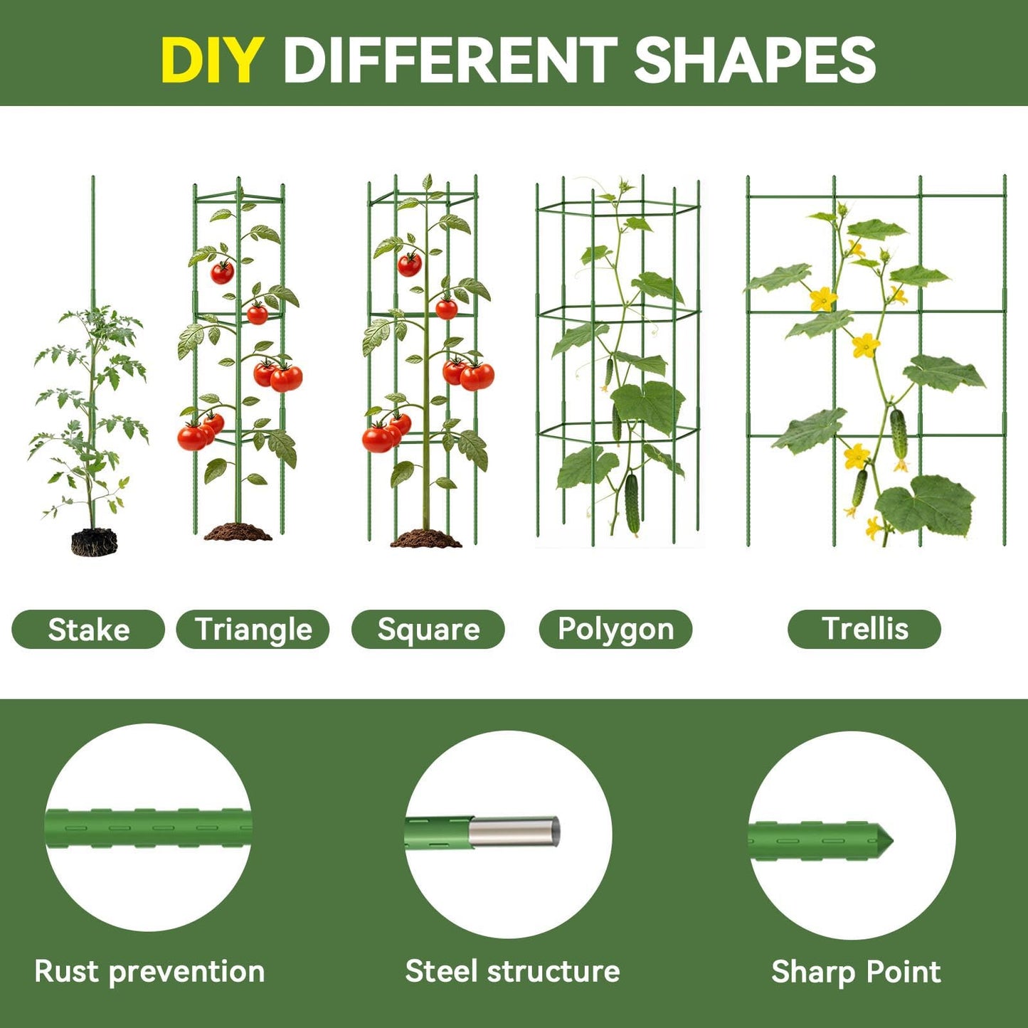 Halatool 2 Pack Tomato Cages for Garden, Up to 48in Adjustable Tomato Cage, Garden Stakes Tomatoe Trellis for Pots, Tomatoes Plant Support for Raised Garden Bed & Climbing Vegetables Flowers