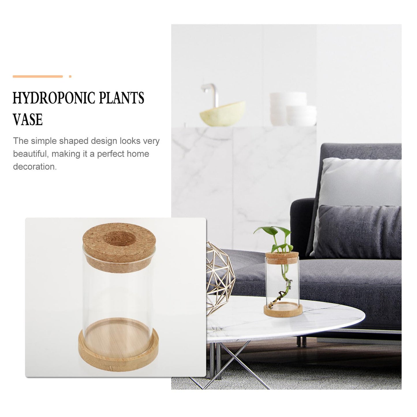 LOORGVEL 2pcs Hydroponics Plant Terrarium Glass Vases with Stand 6.5x10cm Desktop Water Planting Container for Office Home Decoration
