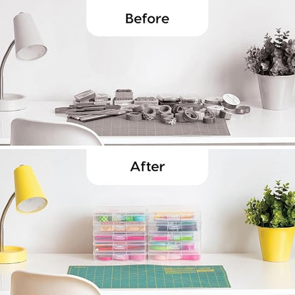 IRIS USA 5" x 7" |Made in USA| 10-Pack Photo Storage Box Organizer Containers for Pictures, Tasks, Stickers, Ephemera, & Flashcards - Clear