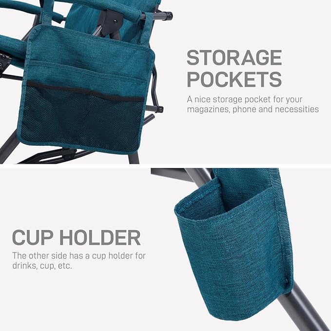 EVER ADVANCED Oversized Folding Rocking Camping Chair, Padded Portable Rocker