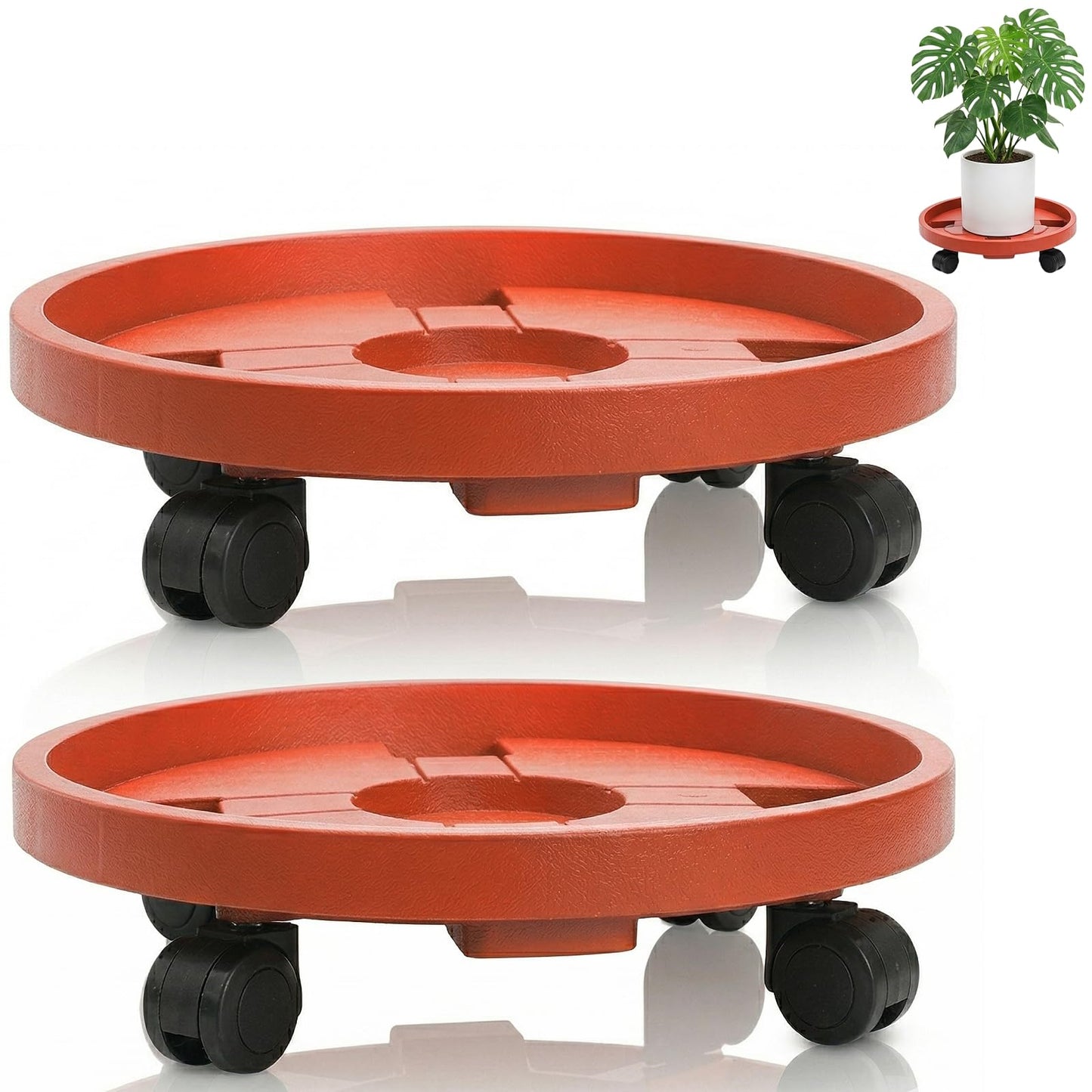 ZOOFOX 2 Pack Plant Caddy with Wheels, 12" Rolling Plant Stand for Indoor and Outdoor Use, Heavy Duty Plant Dolly for Large Plant Pots, Flower Pot, Patio