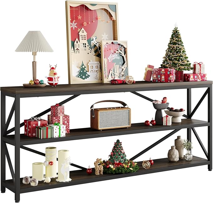 ONBRILL Industrial Console Sofa Table, 70.8 Inch Extra Long Entryway Table