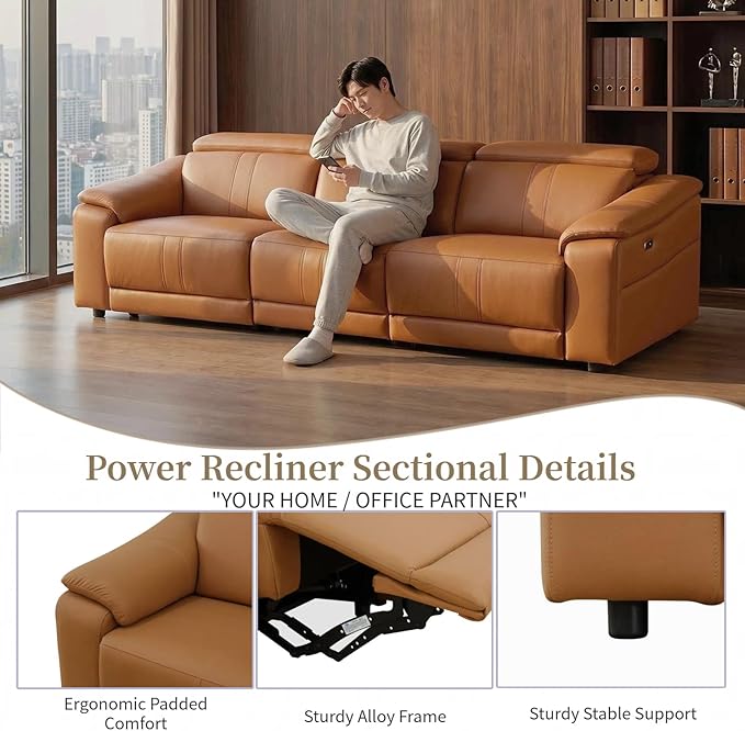 Power Recliner Sofa Set, Reclining Sectional Sofa Couch