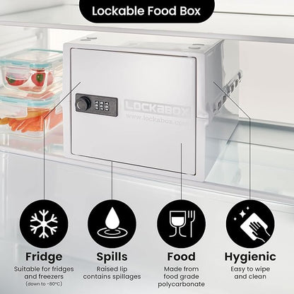 Lockabox One™ | Premium Lock Box | Medium Combination Lock Box For Food, Medicine & Home Safety | External Size 12 x 8 x 6.6 inches (Opal White)
