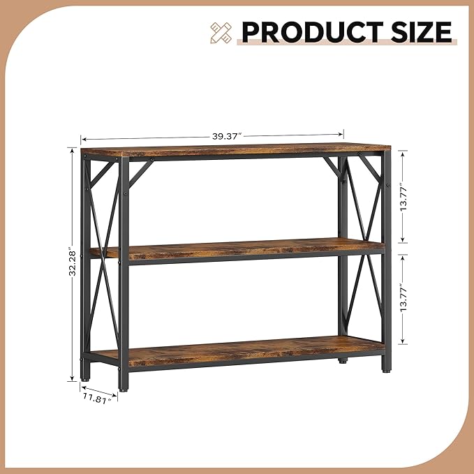 Homeiju Entry Table 40" Width, 3-Tier Entryway Table