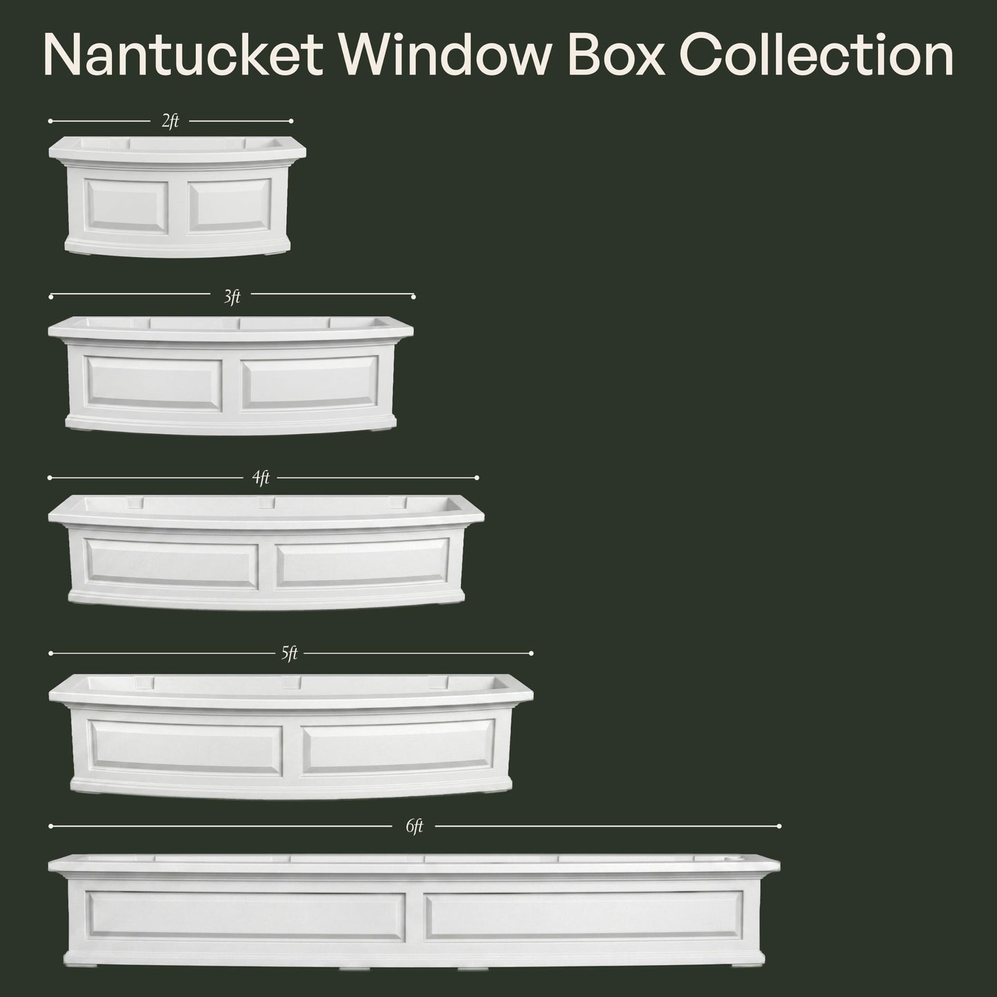 Mayne Nantucket 5-Foot Window Box – Self-Watering, Weather-Resistant Planter for Flowers – Durable Design for Outdoor Use, Perfect for Windows