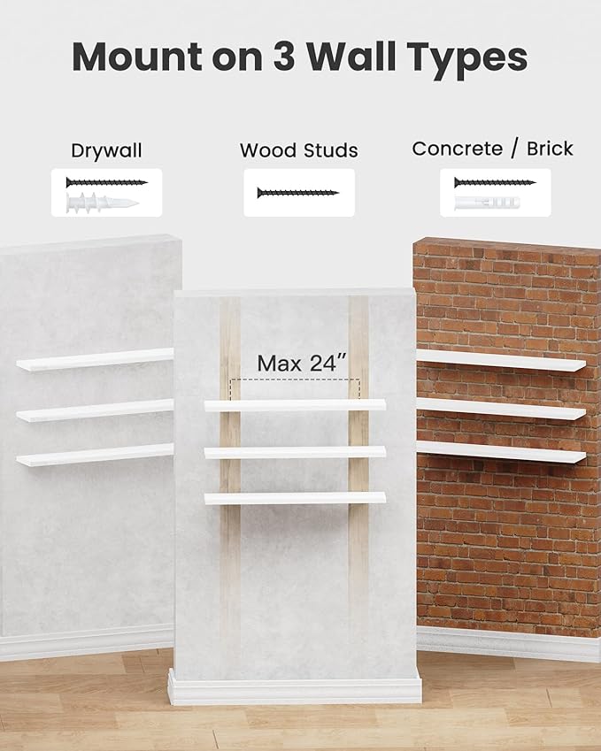 AMADA HOMEFURNISHING 35.4" L Floating Shelves, Wall Shelves Set of 3