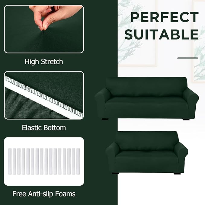 Peryiter 2 Pcs Sofa Covers Couch and Loveseat Covers Set Stretch Sofa Slipcover
